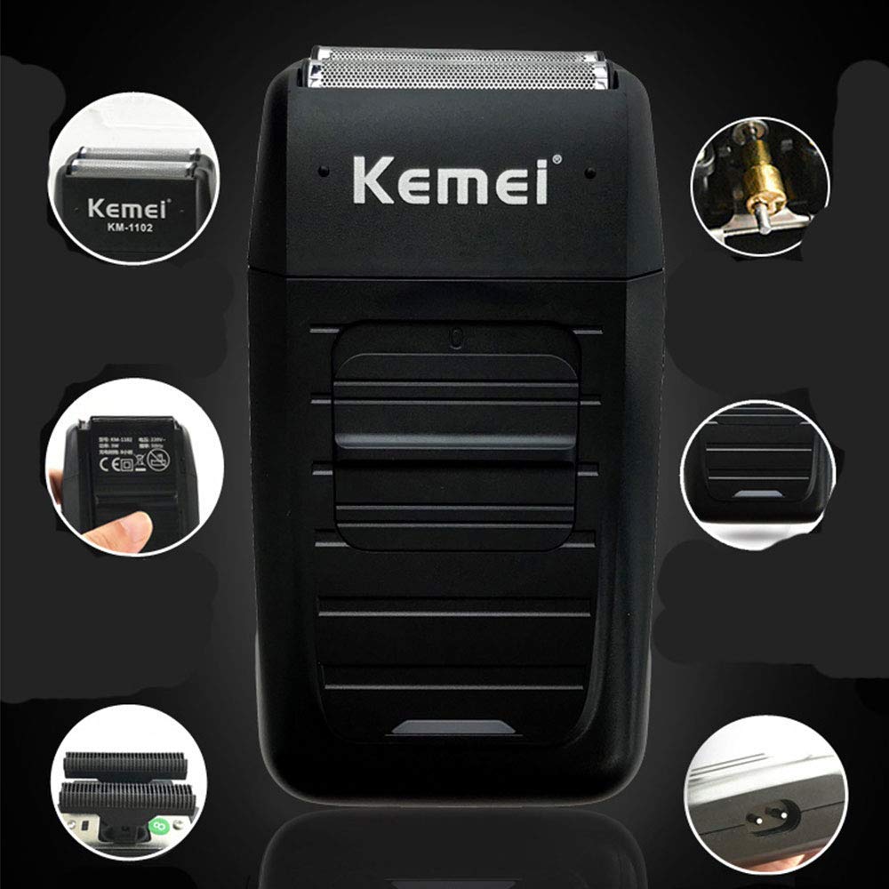 kemei Men's Reciprocating Cordless Razor Razor Electric Rechargeable Razor Precision Beard Sideburn Trimmer Razors Twin Blade Multifunction Grooming Razor…