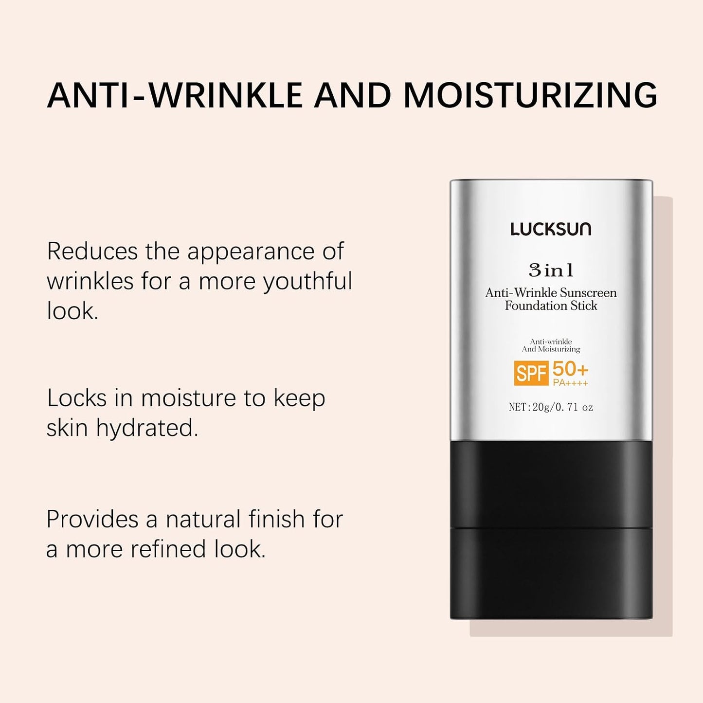 3-in-1 Hydrating Foundation Stick - Anti-Wrinkle Concealer with Natural Matte Finish | Dark Shade for All Skin Types