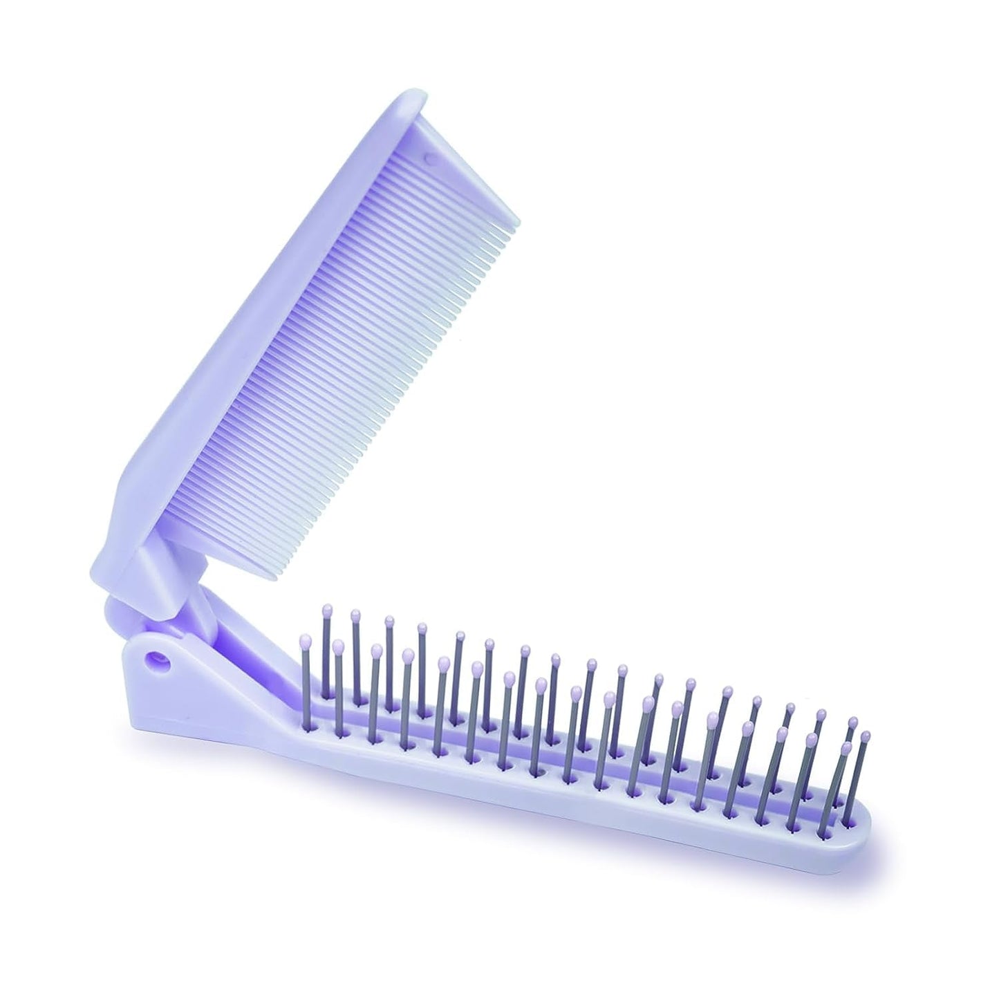 Folding Hair Brush with Mirror - Mini Purse Brush for Women & Girls | Soft Nylon Bristles, Travel Size (Beige)