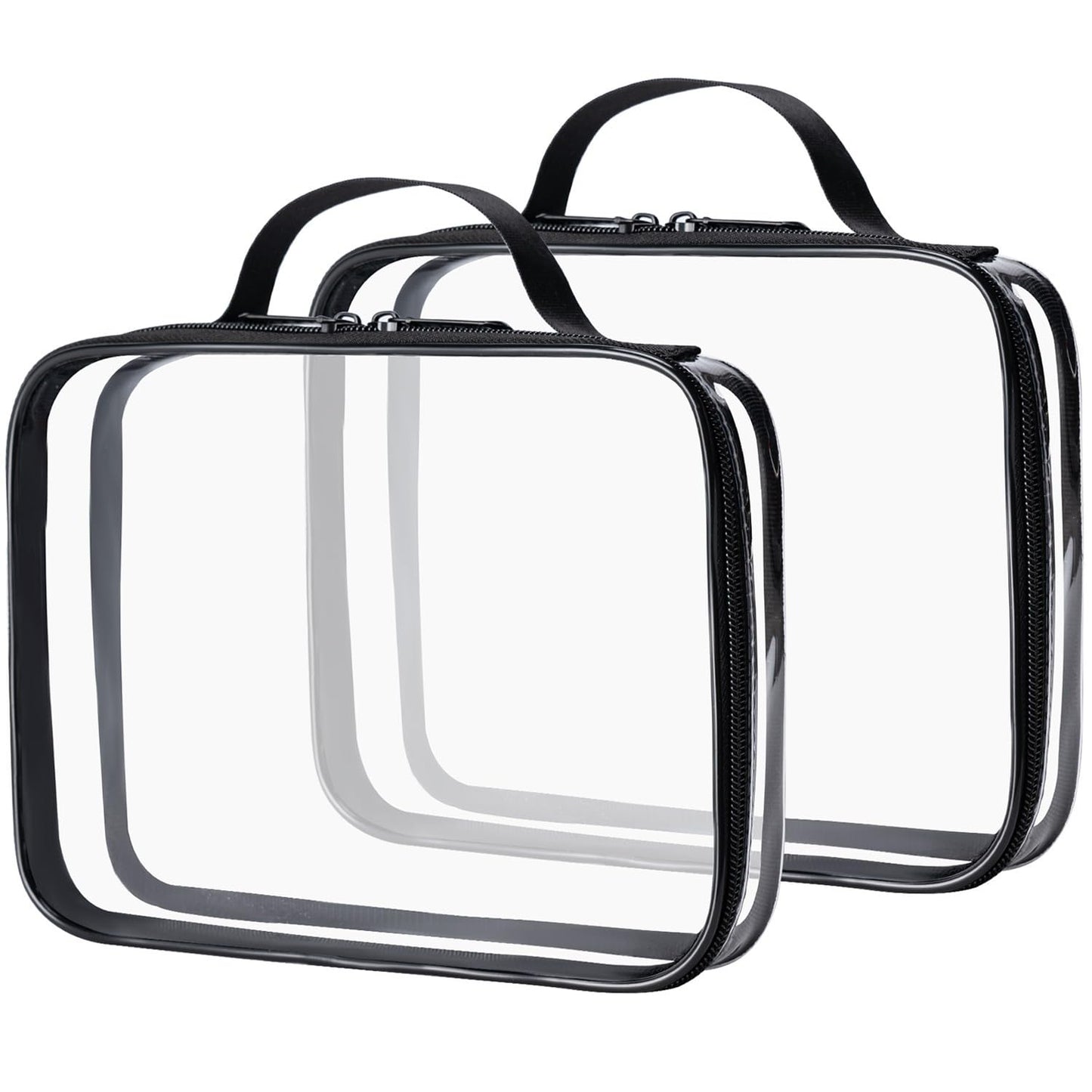 TSA Approved Clear Toiletry Bag Set - 3 Pcs Quart Size Travel Makeup & Cosmetic Organizer | Black
