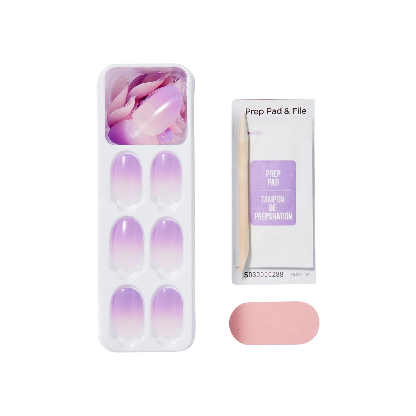 Impress Color Ombre Press On Nails, 'Take A Chance', Purple, Short Oval, PureFit Technology, Patented Super Hold Adhesive, Chip Proof, Smudge Proof, Mini Nail File, Manicure Stick & 30 Fake Nails