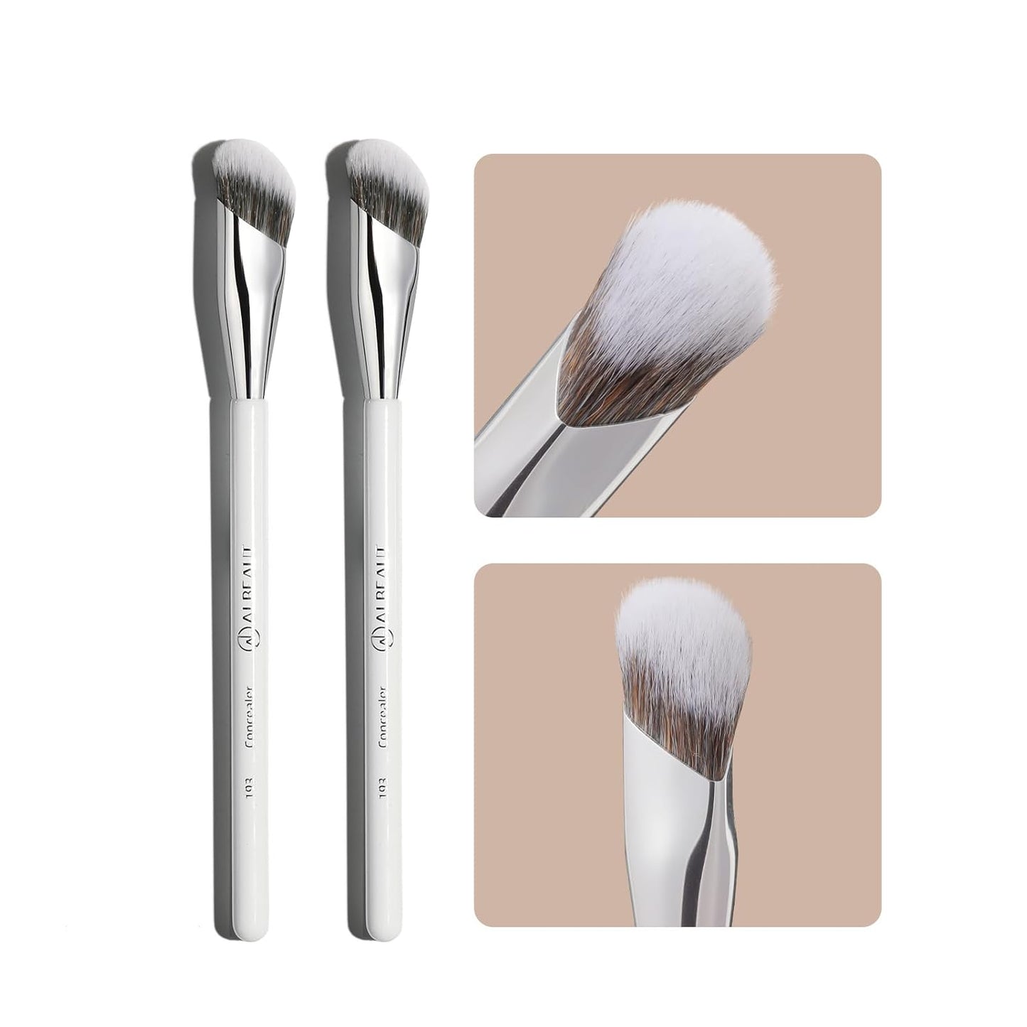 Angled Makeup Brushes Set - 2 PCS Concealer & Foundation Blending Brushes for Liquid, Cream, Stick | Perfect for Nose Contour & Eyeshadow