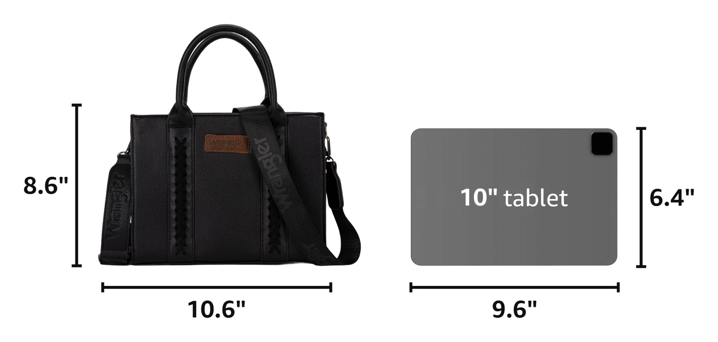 Wrangler Purses for Women Tote Bag Satchel Shoulder Top Handle Handbags Leather Medium Designer Cute Bags for Gift Travel Work Ladies WG70-8120DBK