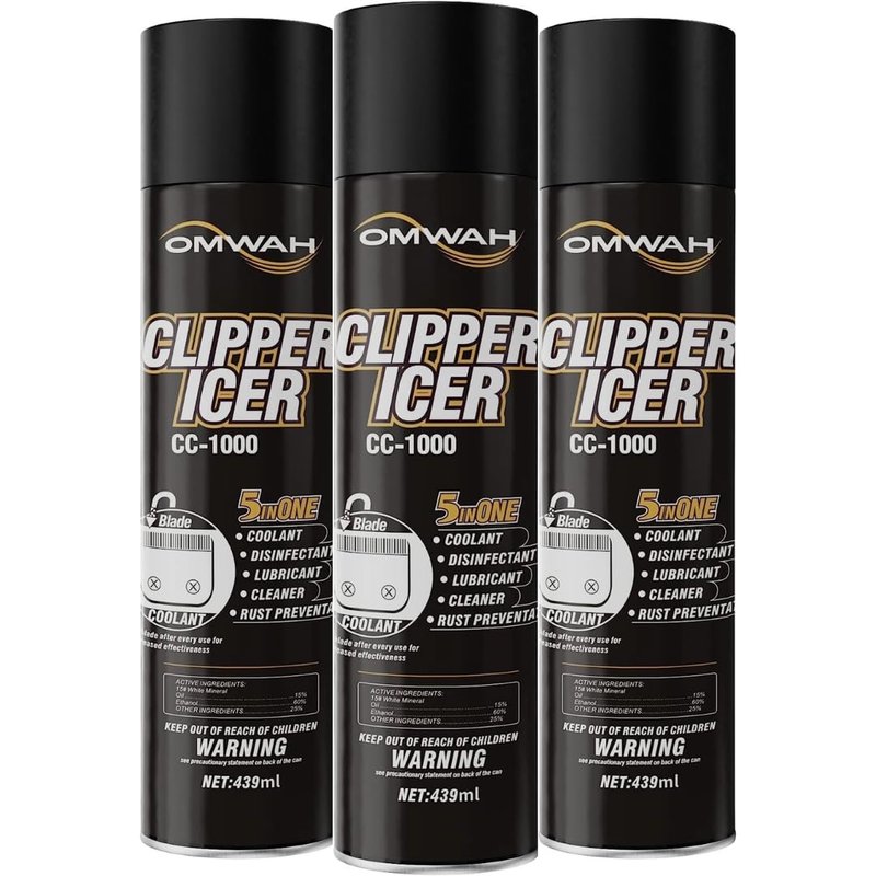 OMWAH 5 in 1 Clipper Icer Blade Cleaner and Lubricant Clipper Spray (3 pack) (15 oz. Can)…