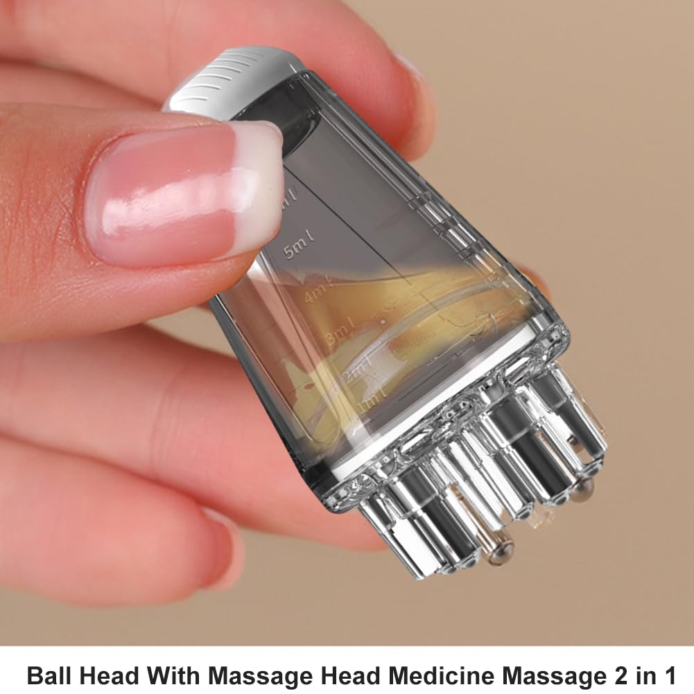 Hair Applicator Bottle - 6ml Scalp Massager with Ball Comb | Precision Tool for Oils & Serums (Grey)