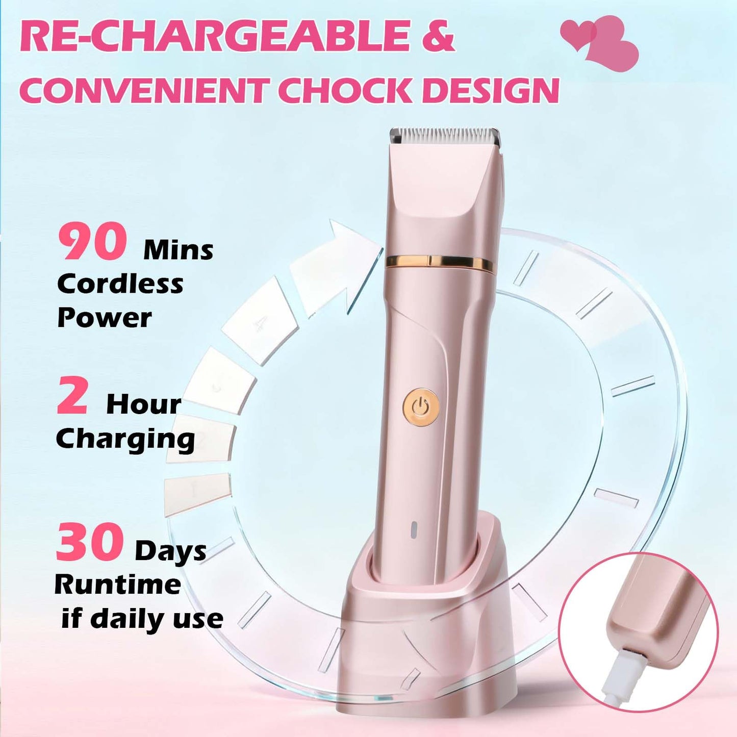 Bikini Trimmer for Women 2-in-1 Electric Razors for Women with Body & Facial Heads, Rechargeable Bikini Shaver for Smooth Pubic & Body Grooming, Waterproof, Portable & Travel-Friendly Gift