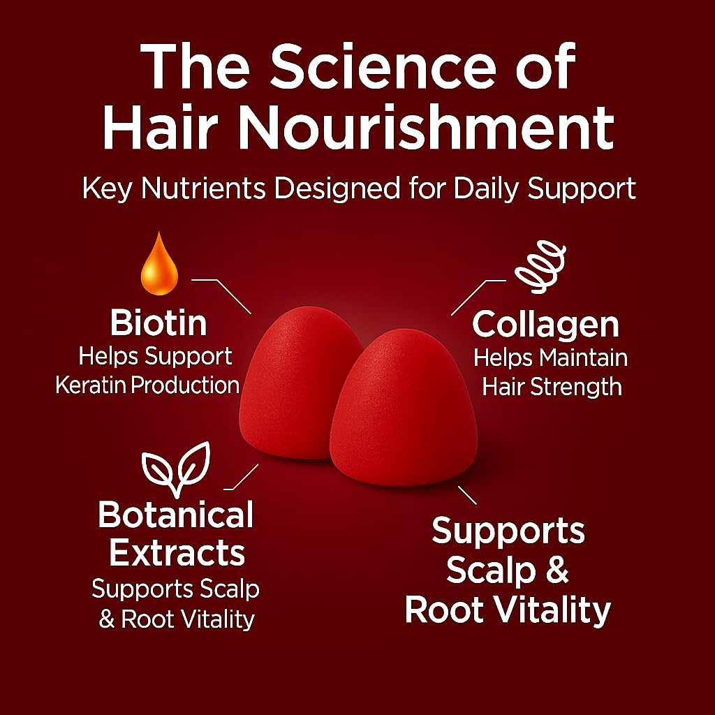 Lumin Hair Growth Gummies - Biotin & Collagen for Thicker Hair | Mixed Berry, 60 Count