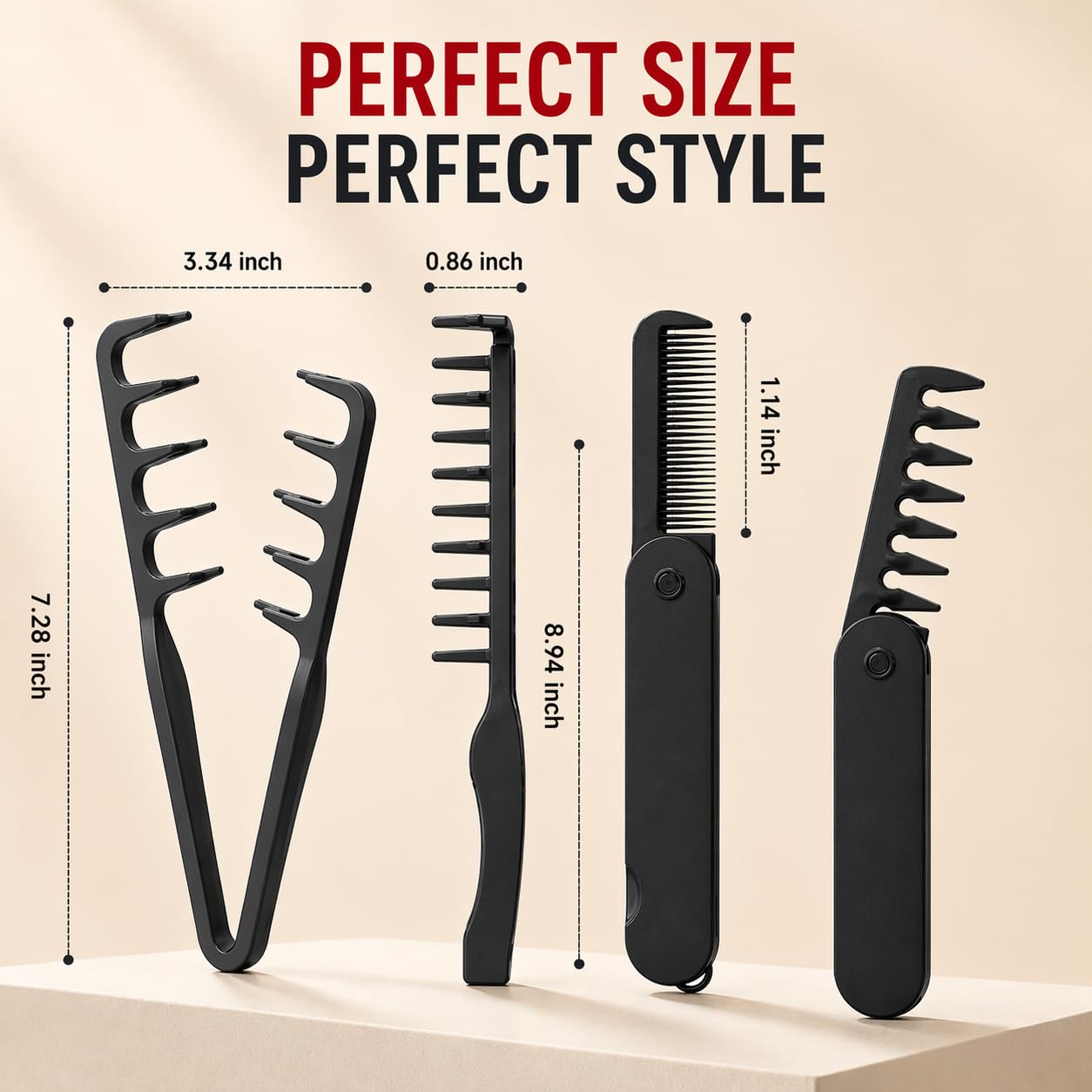 5-in-1 Texture Comb Set - Salon-Style Volumizing Hair Tool for Men & Women | Fluffy Texturizing Comb for Curly & Slick Back Hair