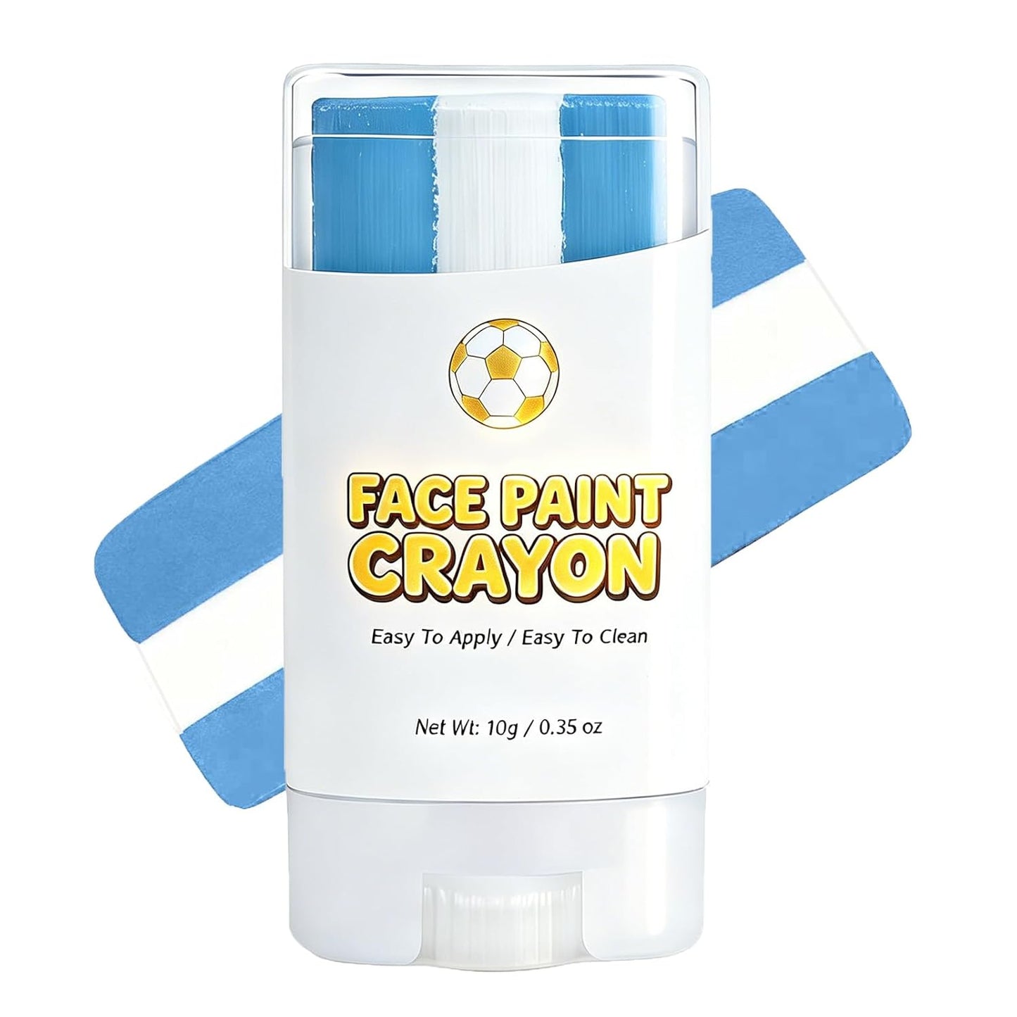 Face Paint Stick - Blue & White Argentina Soccer Fan Makeup | Washable, Non-Toxic Crayon for Game Day, Softball & Football