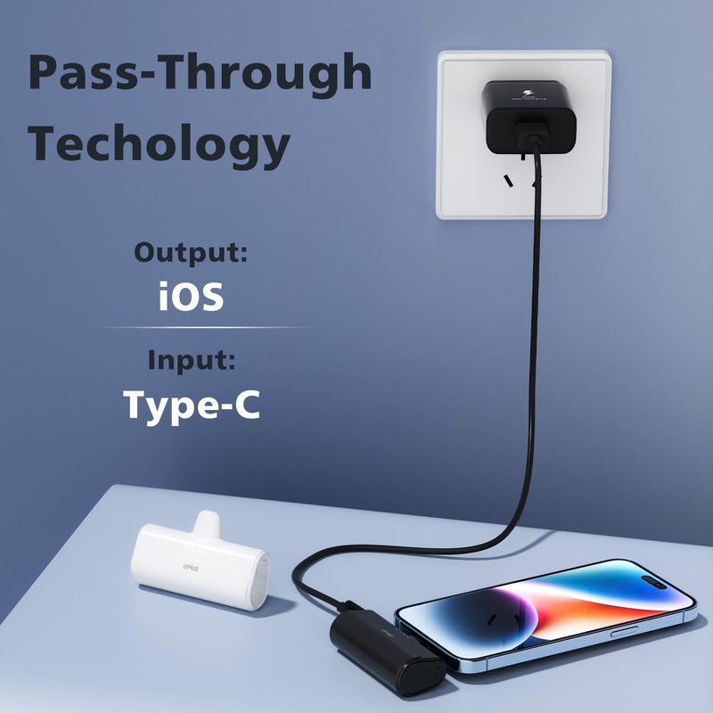 UPEB Small Portable Charger for iPhone 5000mAh 2 Packs with Built in Cable, MFi Certified Compact Power Bank Cordless External Battery Pack for All iPhone Series 14/13/12/11/XR/X/SE/8/7/6 Pro Max