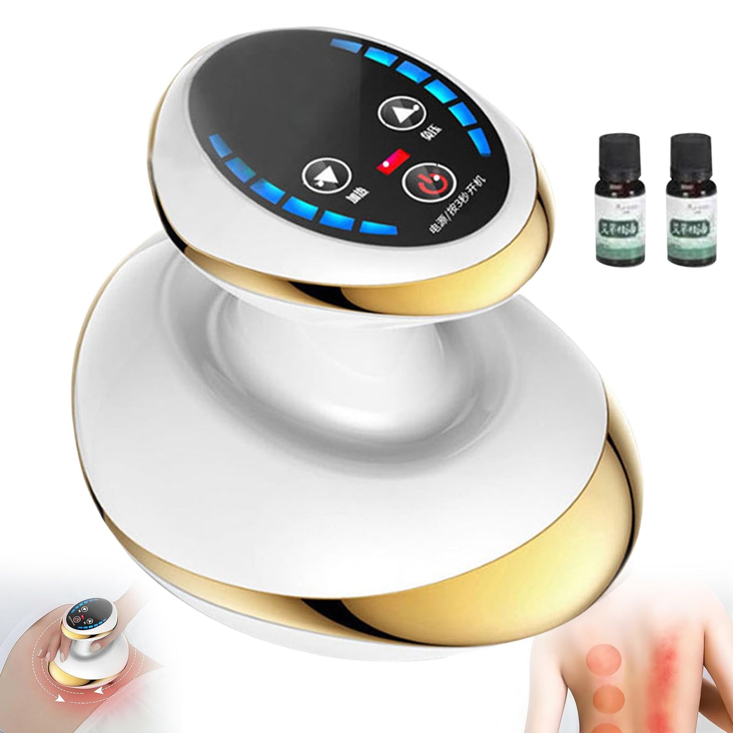 Yanzhenglip Massage 4-in-1 Massager Against Cellulite - Vacuum & Gua Sha Electric, Firmer Skin & Better Circulation, Deep Massage with Heat, for Full Body Use at Home (A-1Set)