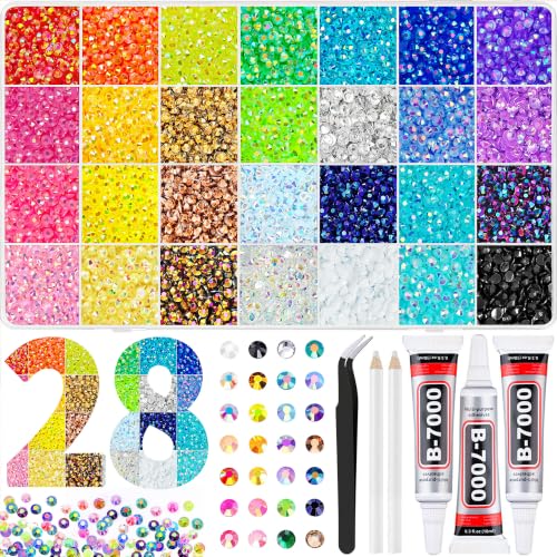 28 Colors Bedazzling Kit with 30000 Rhinestones & Glue