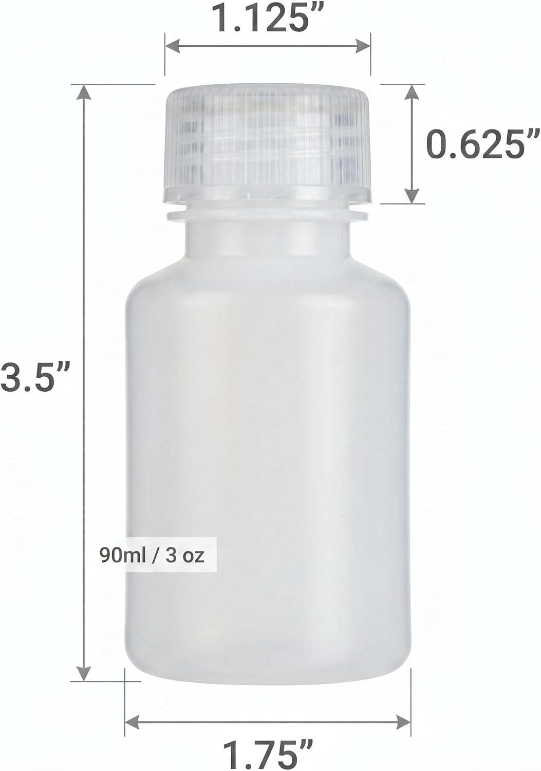 Travel Size Toiletry Bottles - 3 Oz Leak Proof Refillable Containers | TSA Approved HDPE, Pack of 6 (90ml Each)