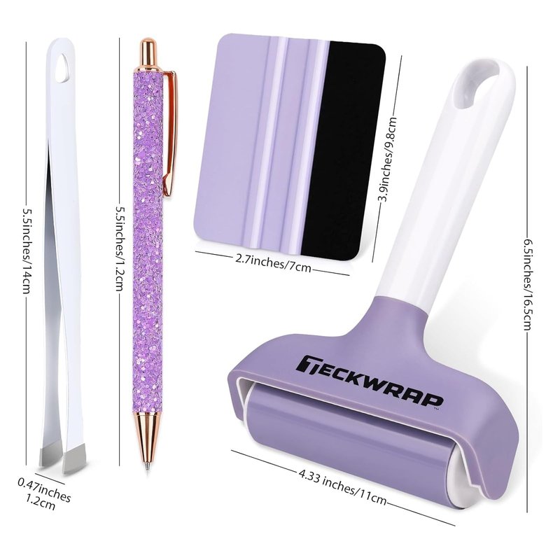 TECKWRAP Brayer Roller Set, 4 PCS – Printmaking Brayer with Pin Pen, Tweezers & Felt Squeegee for Vinyl, Iron-On, Scrapbooking, Stamping, and Card Making