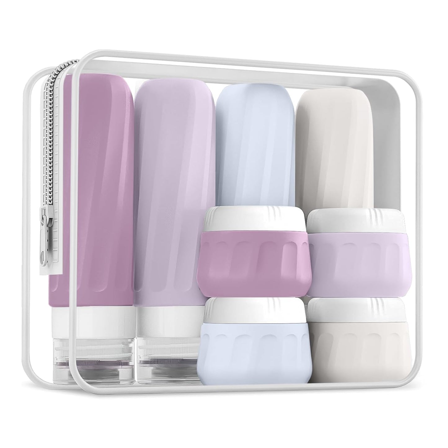 Travel Bottles for Toiletries - TSA Approved 8 Pack | Leak-Proof Silicone Containers with Clear Bag, 3oz