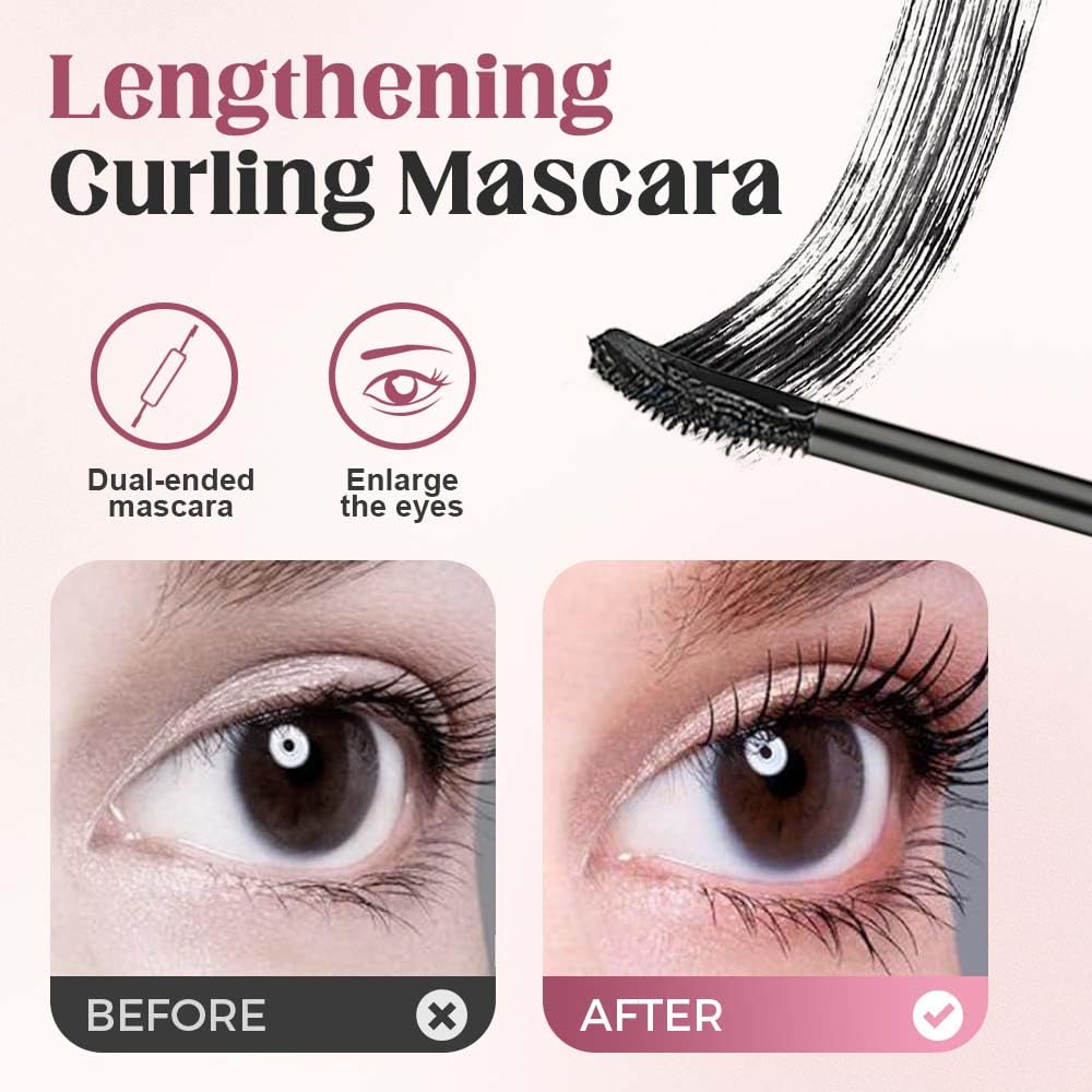 Waterproof Fibre Mascara, Tubular Mascara with Built-in Lash Primer, Volumizing Mascara for Daily Makeup, Natural And Non-Smudged (1pc)