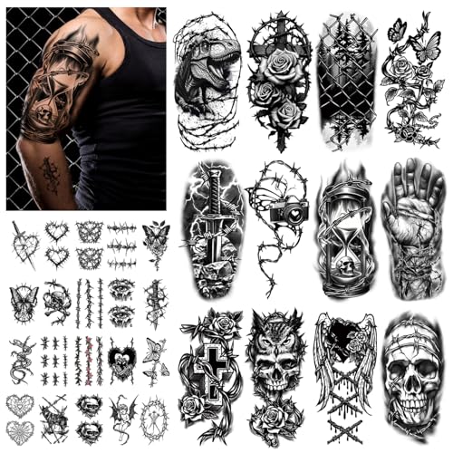 Gabizafia 77 Sheets Barbed Wire Temporary Tattoos — Wire Chains Web (Variation: Wire Chains Web) White Trash Party