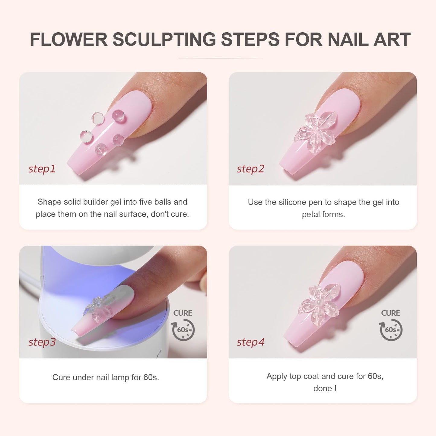 Clear 3D Sculpting Gel for Nail Art - Non-Sticky Hard Builder Gel, 15g for Carving & Molding
