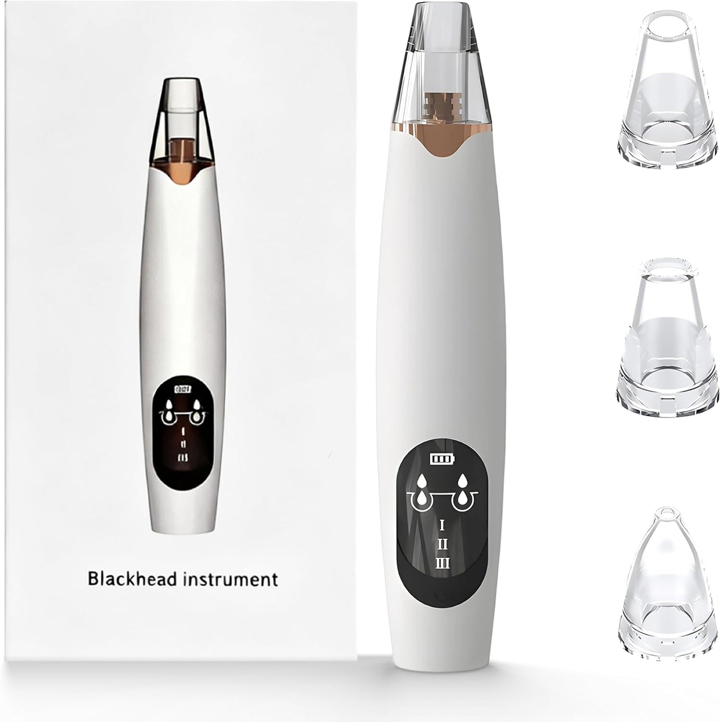 Blackhead Remover Pore Vacuum - Electric Facial Pore Extractor with Silicone Probes | 3 Suction Levels, USB Rechargeable (White)