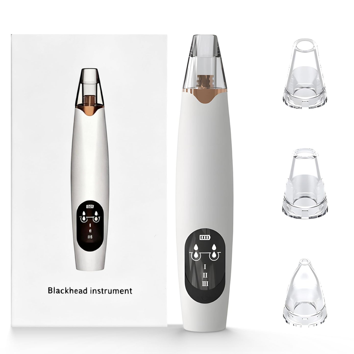 Gacavks Blackhead Remover Pore Vacuum, Electric Facial Pore Extractor with Silicone Probes & Vibration Tech, 3 Suction Levels Pore Cleaner for Facial Cleansing, USB Rechargeable (White)