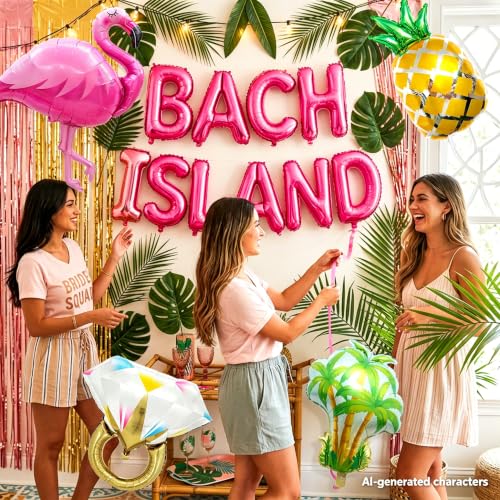 Bach Island Balloon Banner Set - Flamingo & Pineapple Decor for Bachelorette Parties