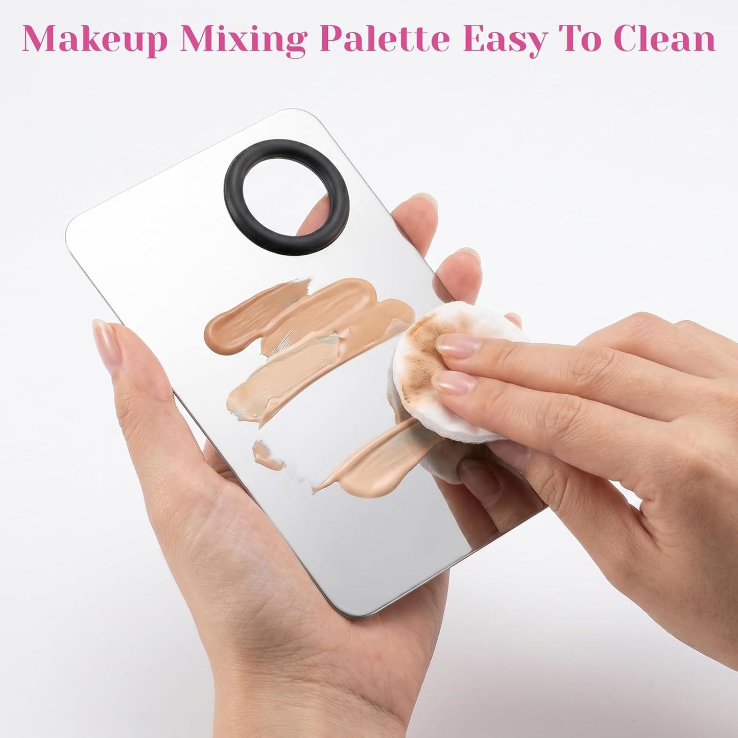 Makeup Mixing Palette Set - 6Pcs Flat Foundation Brush & Double-Ended Spatula for Professional Makeup Artists | Ideal for Blending Pigments & Nail Art