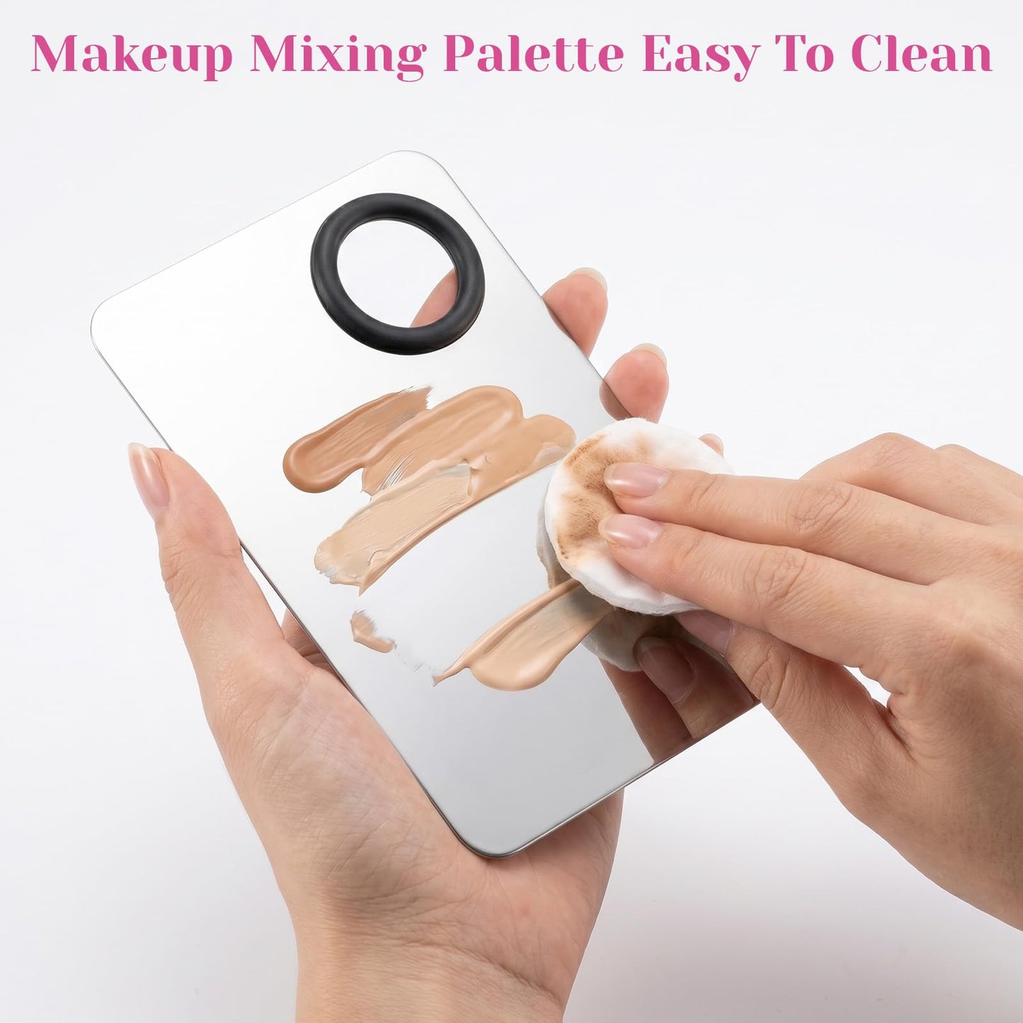HJZHII 6Pcs Makeup Mixing Palette, Flat Foundation Brush Makeup Spatula Double-Ended Make up Brush powder puff for Women Facial Cosmetic Nail Art Pigment Blending Professional Makeups Artists