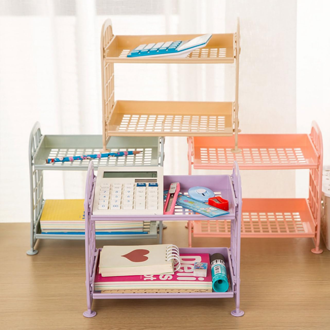 2 Layers Plastic Storage Rack Kitchen Storage Shelf Bathroom Organizer Countertop Rack Space-Saving Desktop Organizer for Home and Bathroom Use