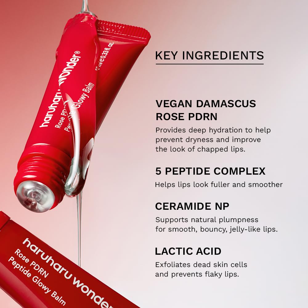 Haruharu Wonder Rose PDRN Peptide Glowy Balm - Instant Moisture & Repair for Dry Lips | 0.33 fl. oz.