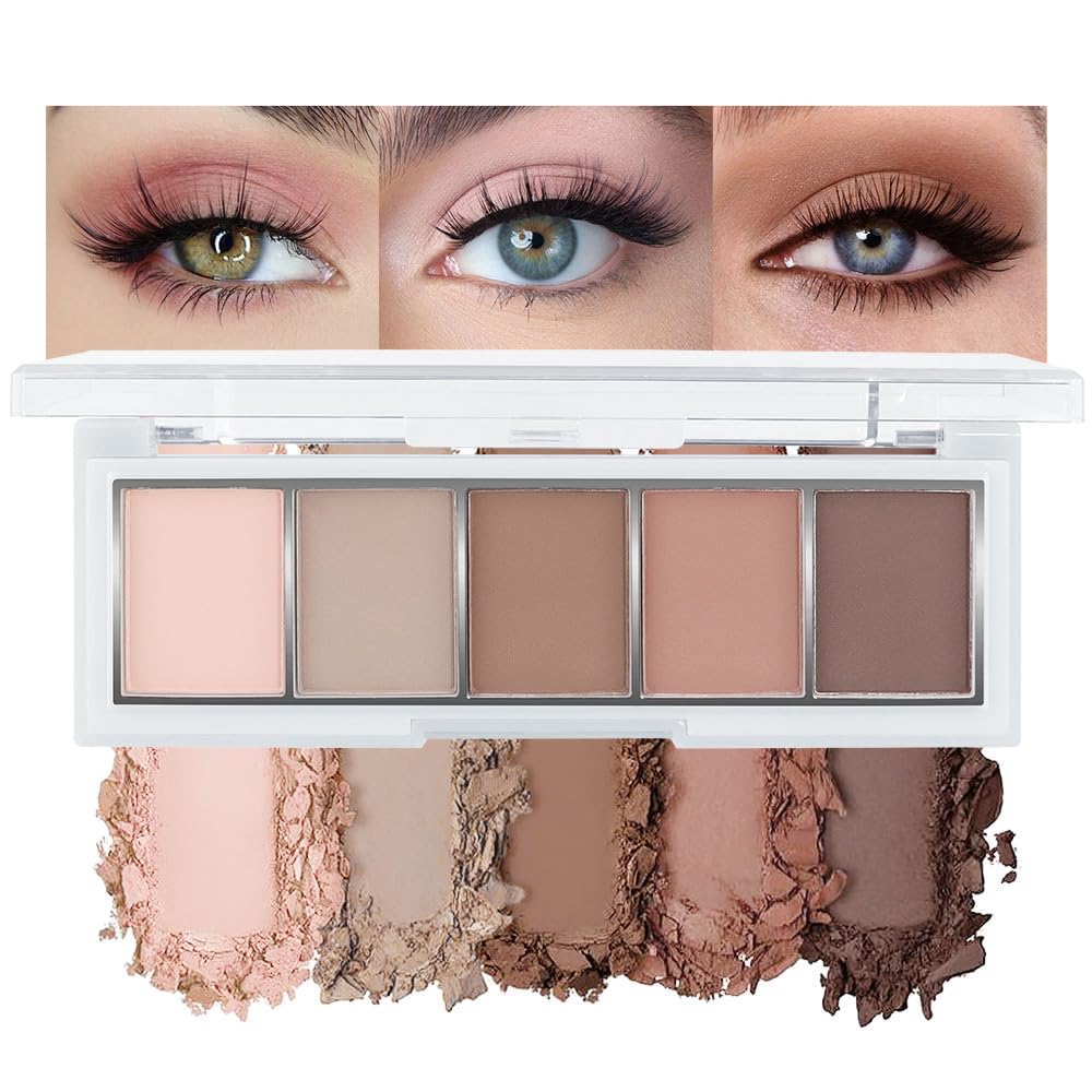 Warm Neutral Nude Eyeshadow Palette - Matte & Shimmer, High Pigment | Mini Everyday Makeup for All Eye Colors