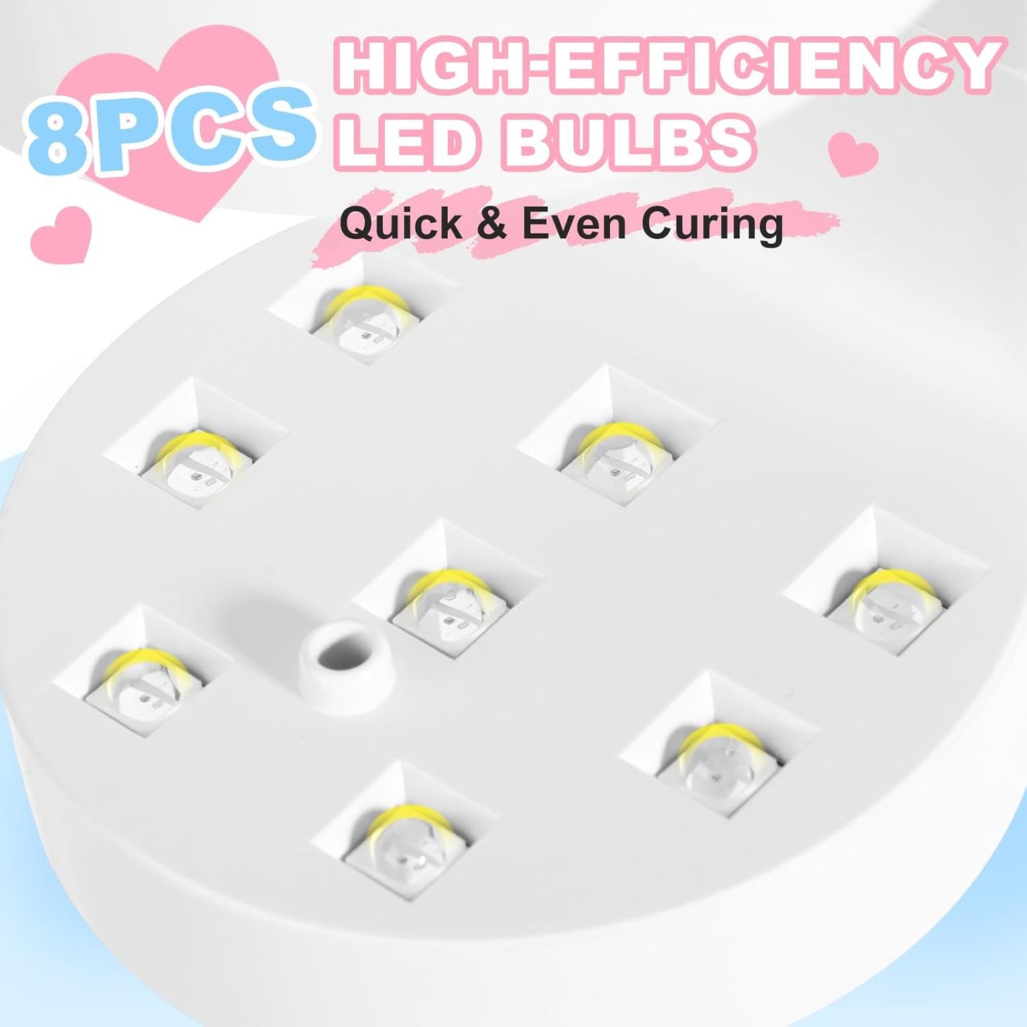 Mini UV Nail Light - Peach-Shaped LED Lamp with Auto-Sensor | 8 Beads, 4 Timer Settings for Gel Nails - Compact for Travel & Home Use