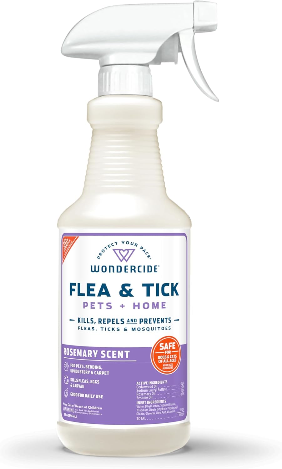Wondercide Flea, Tick & Mosquito Spray - Natural Essential Oil Formula for Pets & Home | Lemongrass, 16 oz