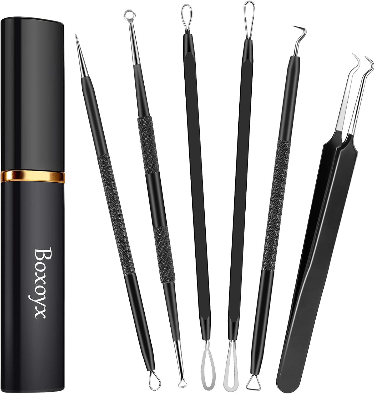 Pimple Popper Tool Kit - 6-Piece Blackhead Remover Set with Metal Case for Easy Pimple & Zit Removal | Silver