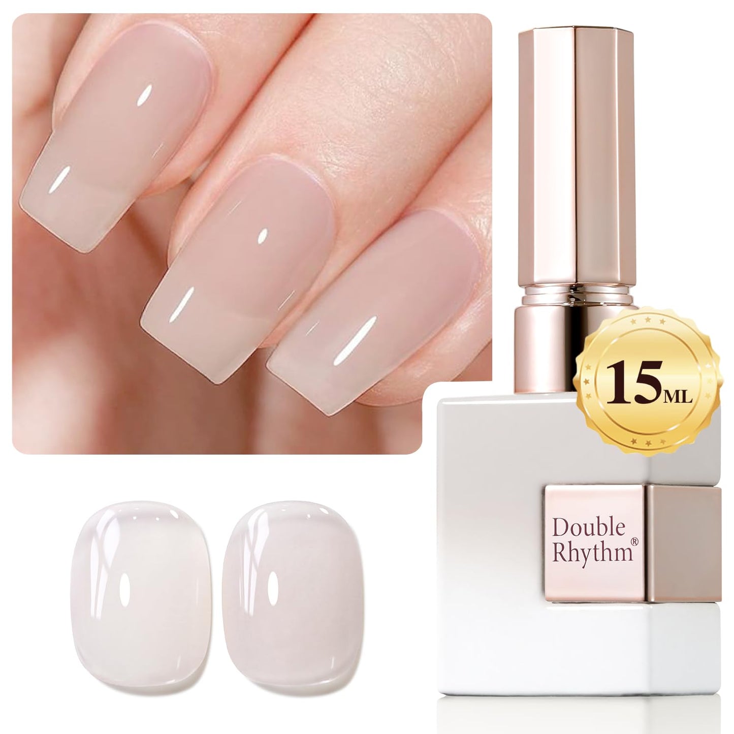 Gel Nail Polish - Translucent Light Milky Pastel for DIY Manicure | 0.5 Oz Rose Pink