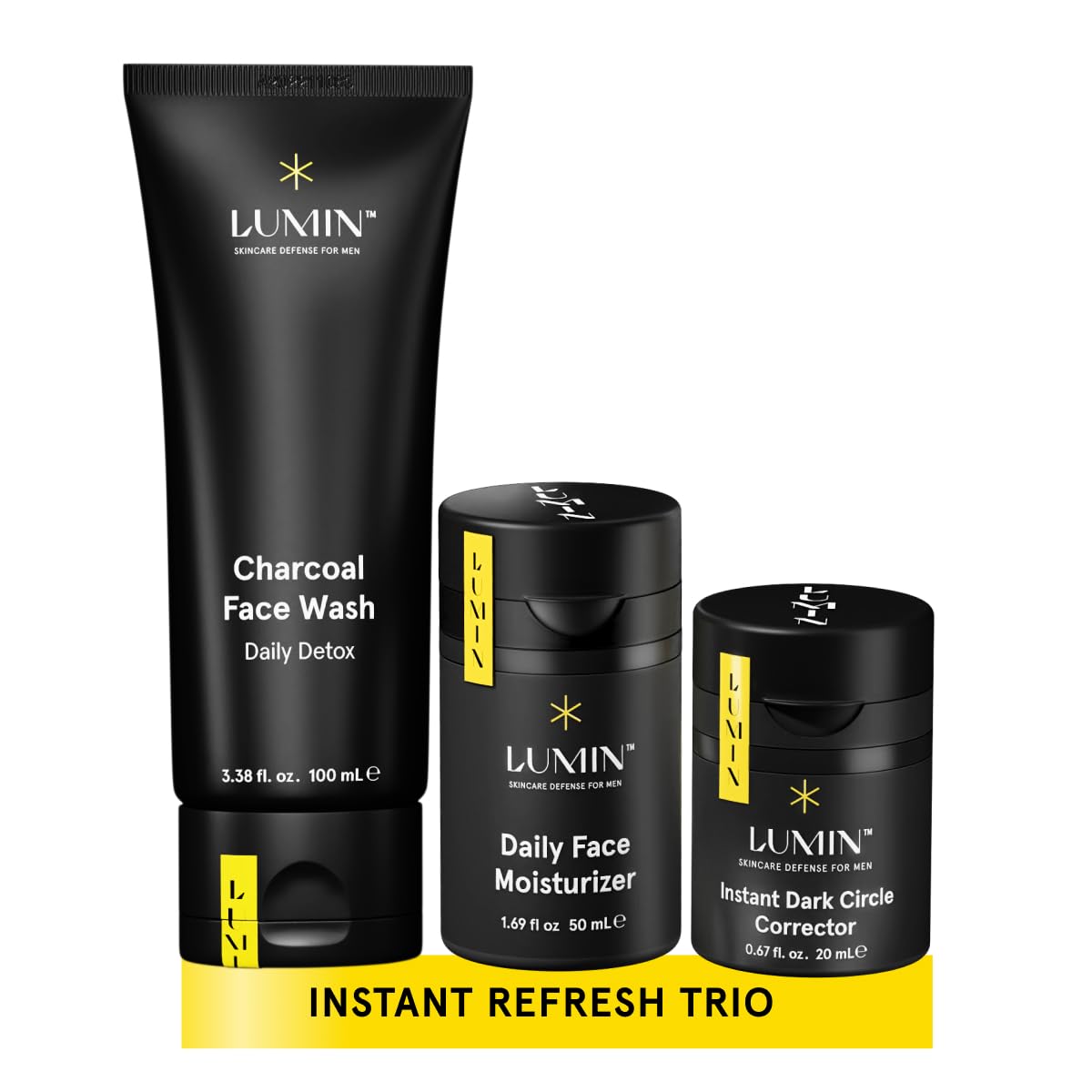 Lumin Men's Skincare Kit - Smooth Operator Detox with Charcoal Face Wash, Scrub & Moisturizer | Two Month Supply