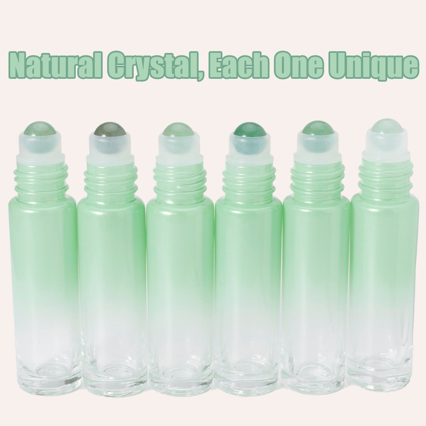CUQIG 6 Pack 10ml Green Quartz Roller Bottles for Essential Oils