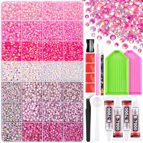 Pink Series 21,000 Pcs Rhinestones Bedazzling Kit with Glue & Tools - XL Pack