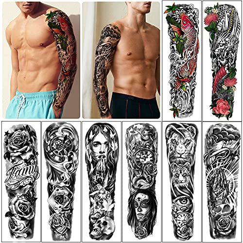 Black Extra Large Waterproof Temporary Tattoos - 46 Sheets