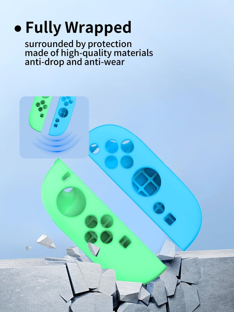 Compatible with Switch 2 Controller, Soft and Skin Friendly Silicone Anti Slip Upgrade, Split dDesign Enhances Gaming Experience,Blue+Green.