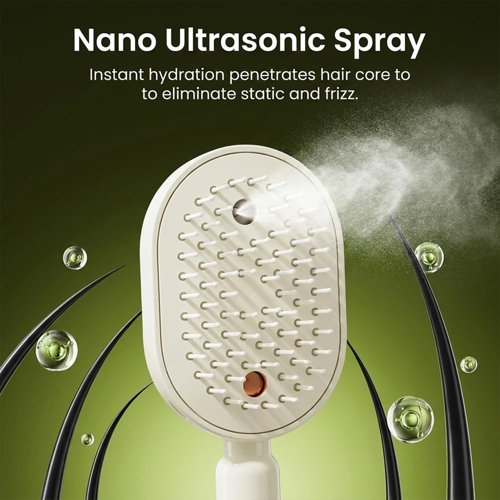 Electric Spray Air Cushion Massage Comb 2026, Red Light Steam Hair Brush with Mist Spray, Portable Hair Steamer, USB Rechargeable, Detangler, Self-Cleaning (1, Purple)