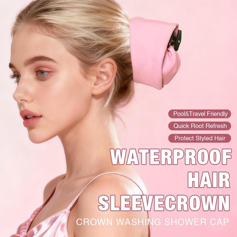 Waterproof Hair Sleeve for Long Hair, Crown Washing Shower Cap Ponytail, Protect Styled Hairs, Reusable, Quick Root Refresh, Great for Pool Travel Shower Gym Beach, Amazing Time Saver