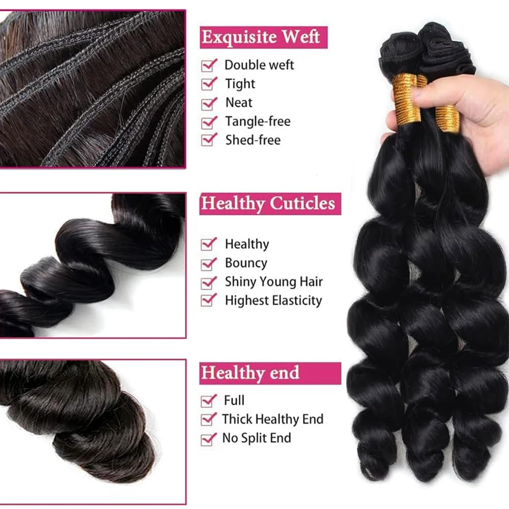 Loose Wave Bundles Human Hair Loose Body Wave Bundles Deep Wave Bundle 22 24 26 inch Natural Black Body Wave Bundle
