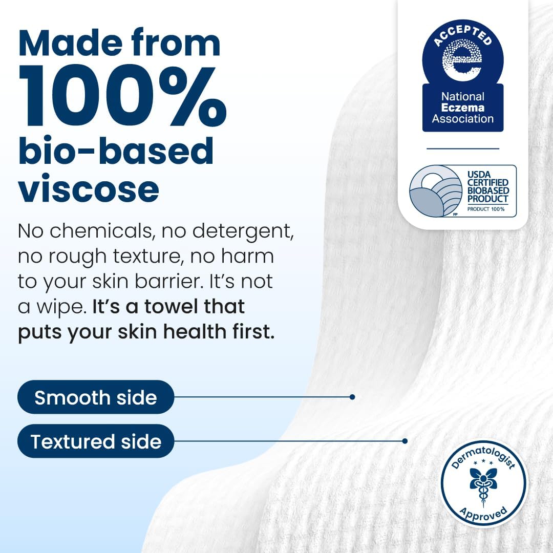 Clean Skin Club Clean Towels XL® - 100% Biobased Disposable Face Towels | Ultra Soft Makeup Remover, 50 Ct