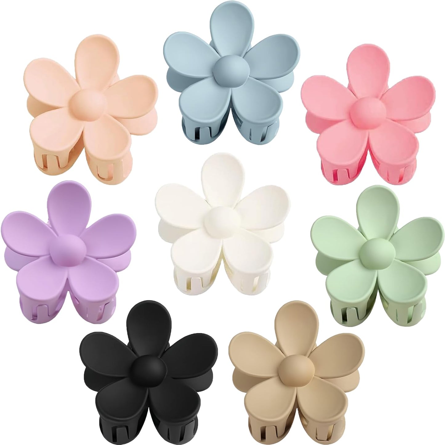 Hawaiian Flower Hair Clips - 8PCS Large Claw Clips for Thick & Thin Hair | Cute Daisy & Hibiscus Designs, Summer Colors