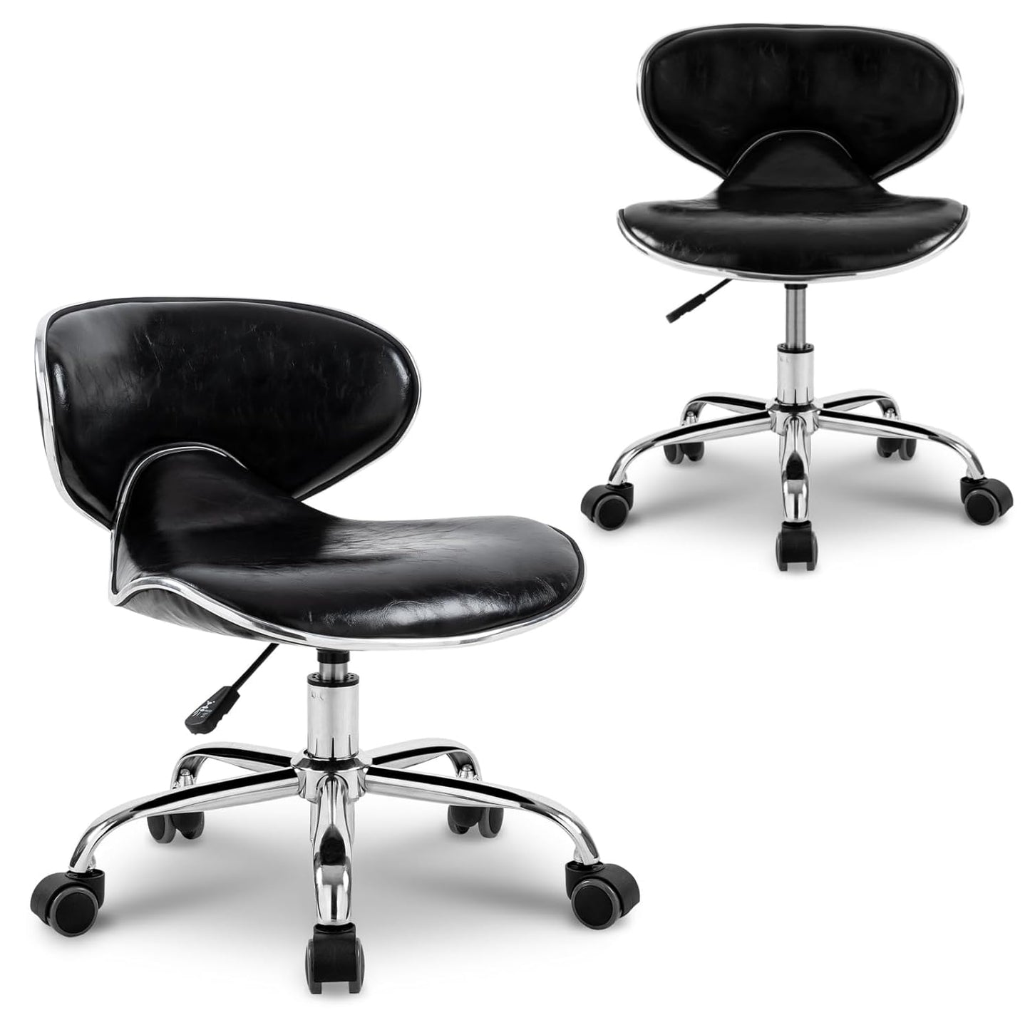 Paddie Pedicure Stool - Height Adjustable Hydraulic Swivel Chair with Back Support | Ideal for Nail Techs, Salons & Spas - Black
