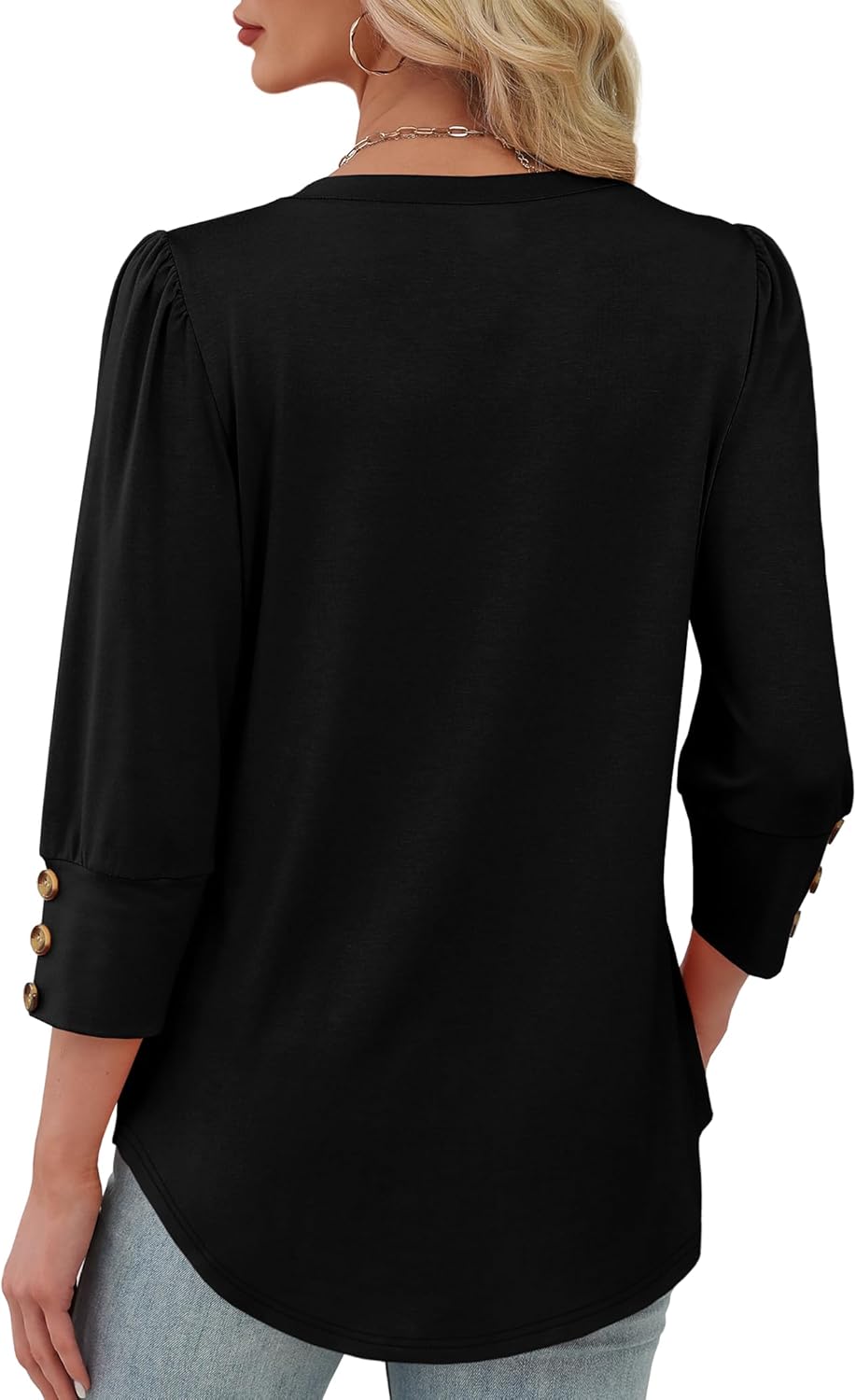 XIEERDUO Women's V-Neck 3/4 Sleeve Casual Blouse - Summer Beach Top | Stylish Fall Outfit