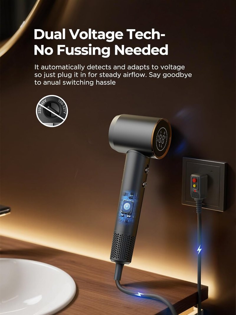 Travel Hair Dryer - Dual Voltage Ionic Blow Dryer for Women | Fast Drying, Lightweight, Low Noise, 110V-240V