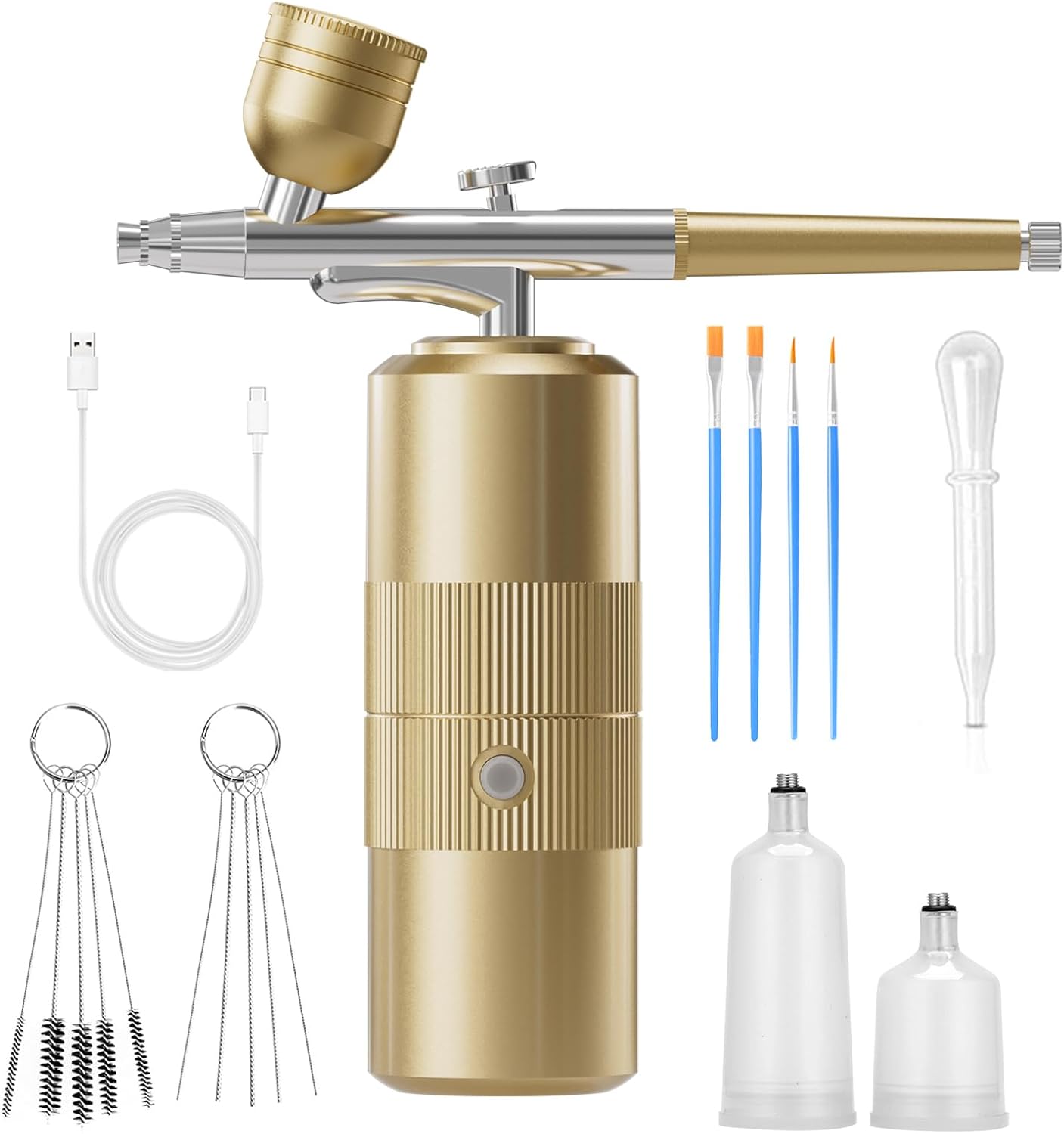 Airbrush Kit - Portable Compressor Set with 0.3mm Nozzle | Cordless Rechargeable for Makeup, Nail Art, Painting (Pink)