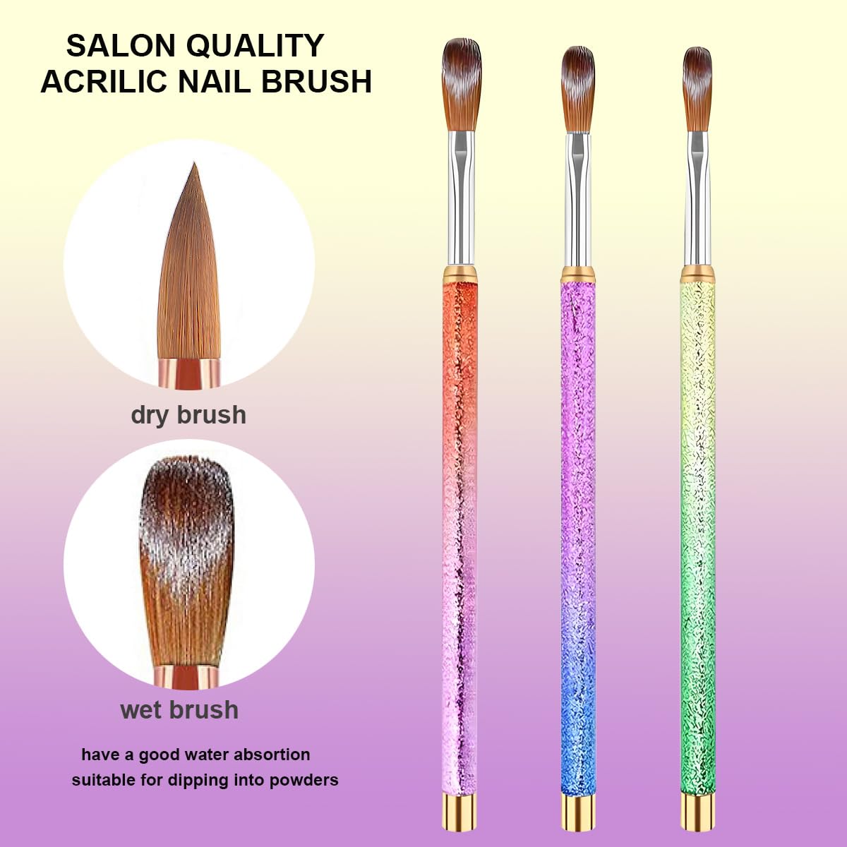 Nail Art Clean Up Brushes,3PCS Soft Cleaner Brush with Cute Fruit Design for Makeup Application, Flat/Oval/Fine Angled Gel Nail Brushes,Nail Art Tools for Cleaning Polish Mistakes on the Cuticles