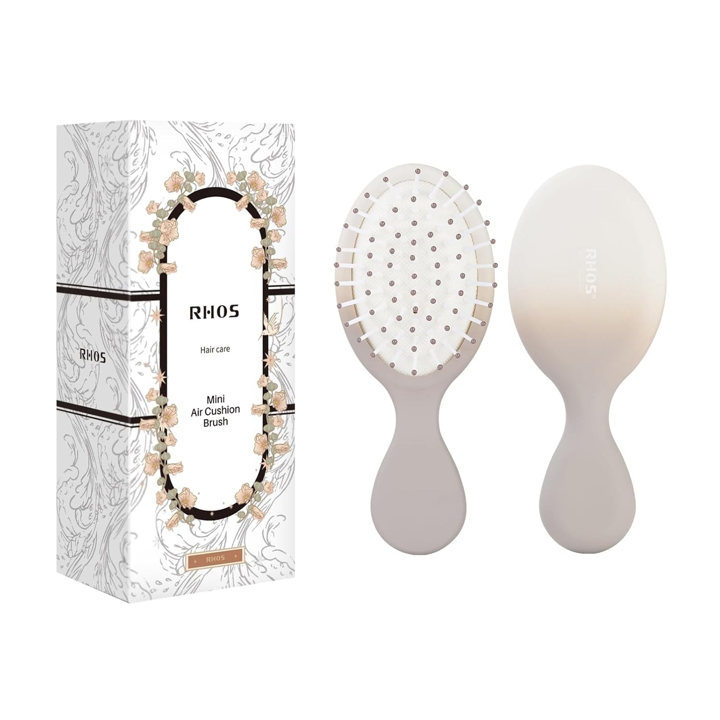 Mini Hair Brush for Women, Men & Kids - Travel Size Cushion Paddle Brush with Soft Bristles | Mocha Color
